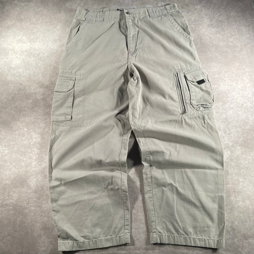 Faded Glory Super Baggy Cargo Utility Tan Grey Pants 36x28 - Picture 2 of 9